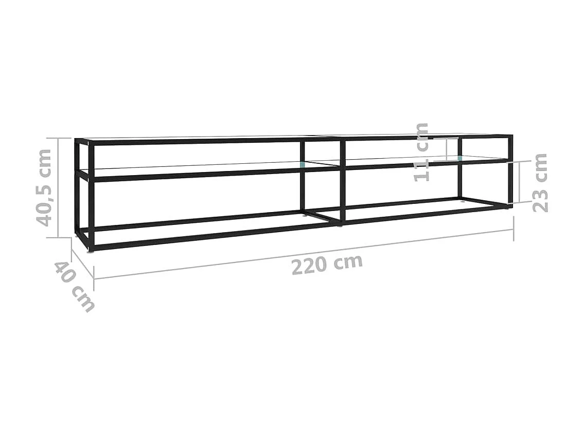 Meuble TV Marbre blanc 220x40x40,5 Verre trempé