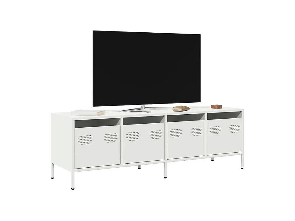 Meuble TV blanc 135x39x43,5 acier laminé à froid