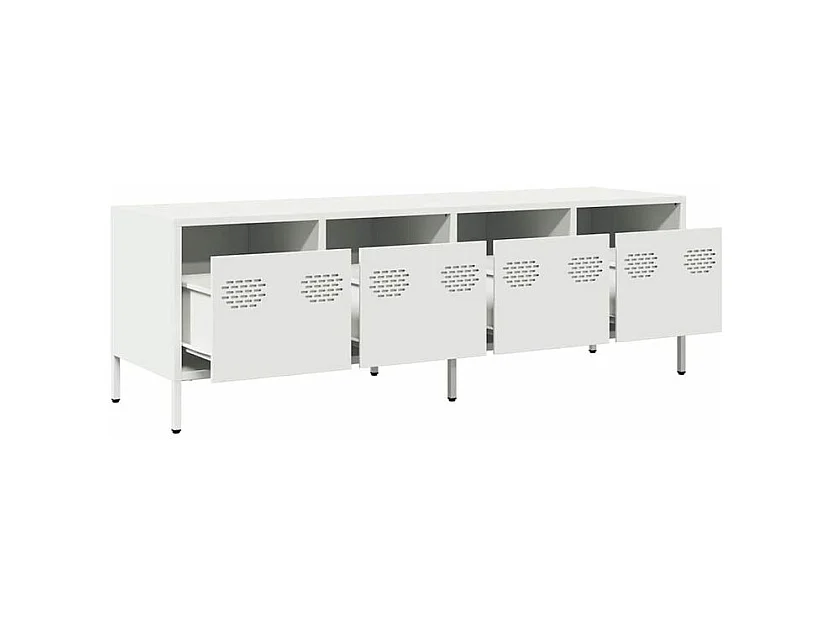 Meuble TV blanc 135x39x43,5 acier laminé à froid