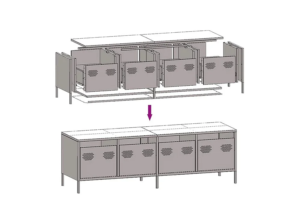 Meuble TV blanc 135x39x43,5 acier laminé à froid