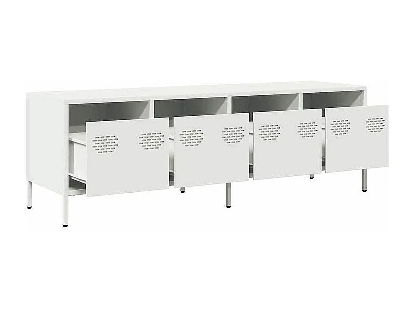 Meuble TV blanc 135x39x43,5 acier laminé à froid
