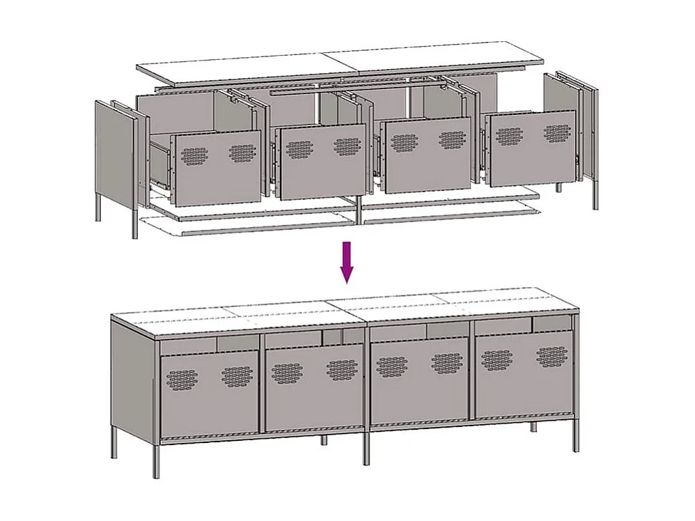 Meuble TV blanc 135x39x43,5 acier laminé à froid