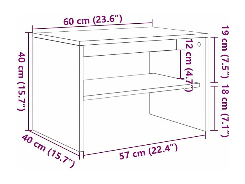 Meuble TV blanc 60x40x40 bois d'ingénierie