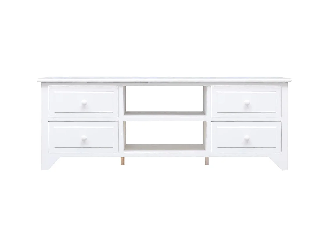 Meuble TV Blanc 108x30x40 Bois de Paulownia solide 2