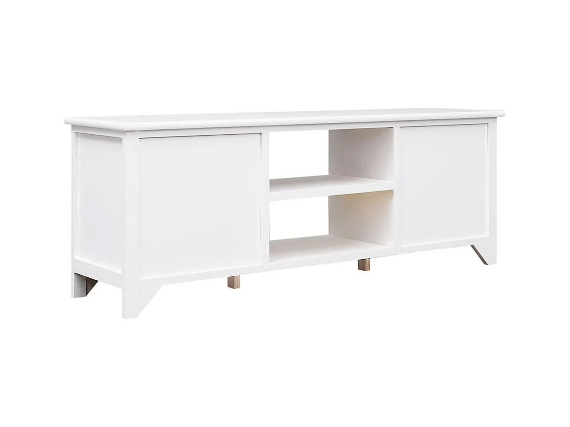 Meuble TV Blanc 108x30x40 Bois de Paulownia solide 2