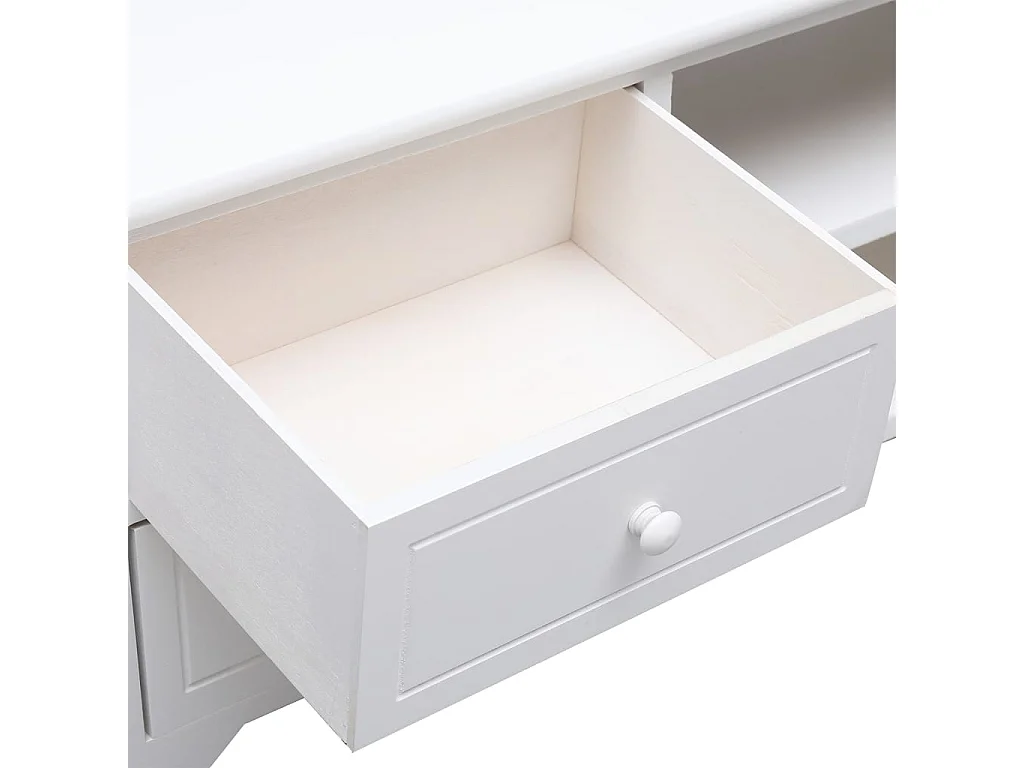 Meuble TV Blanc 108x30x40 Bois de Paulownia solide 2