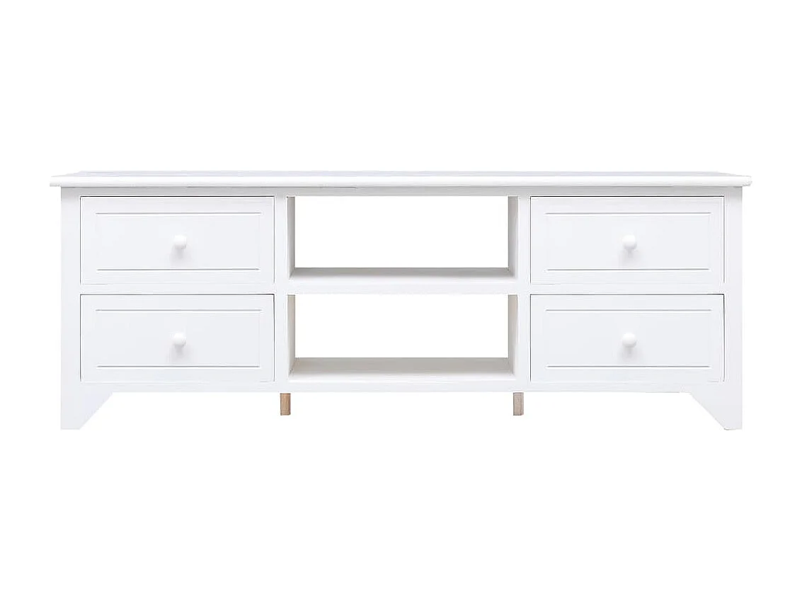 Meuble TV Blanc 108x30x40 Bois de Paulownia solide 2