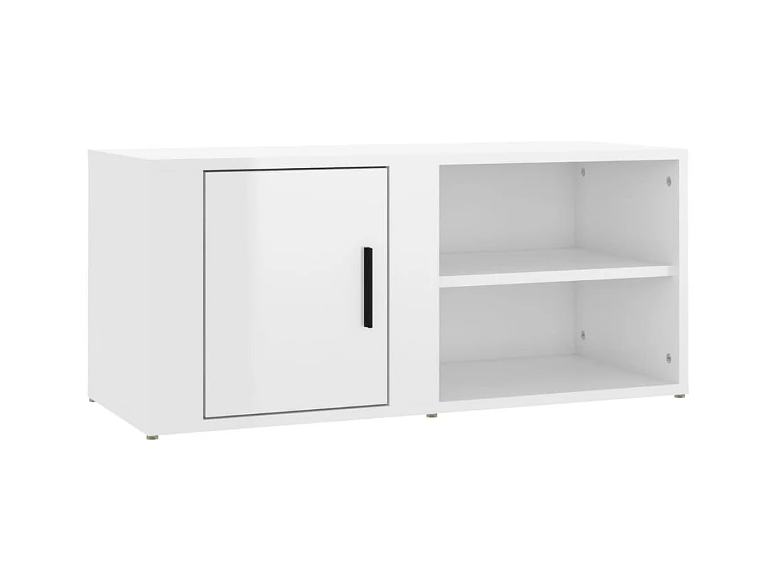 Meuble TV Blanc brillant 80x31,5x36 Bois d'ingénierie