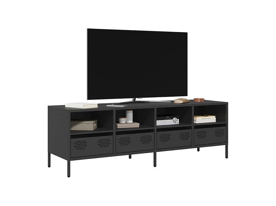 Meuble TV noir 135x39x43,5 acier laminé à froid