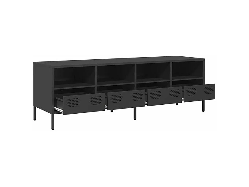 Meuble TV noir 135x39x43,5 acier laminé à froid