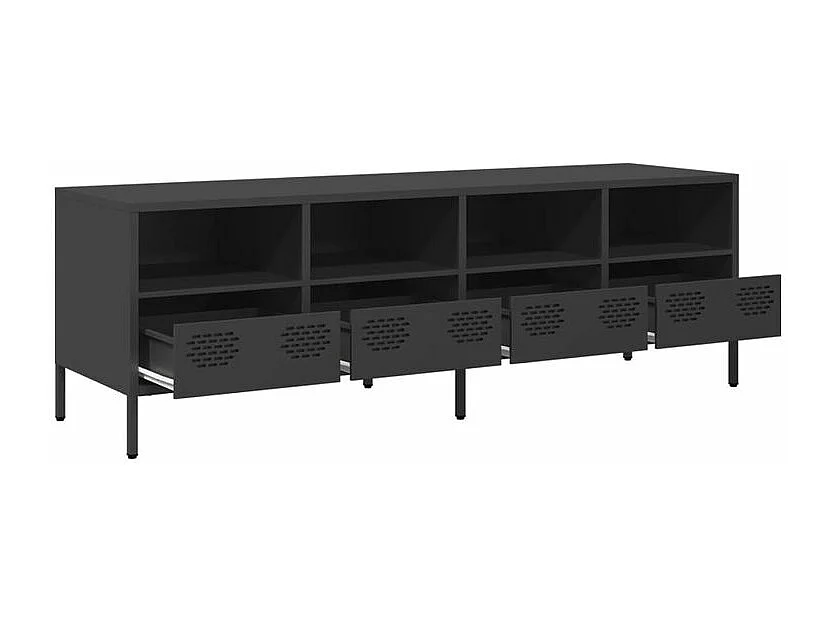 Meuble TV noir 135x39x43,5 acier laminé à froid