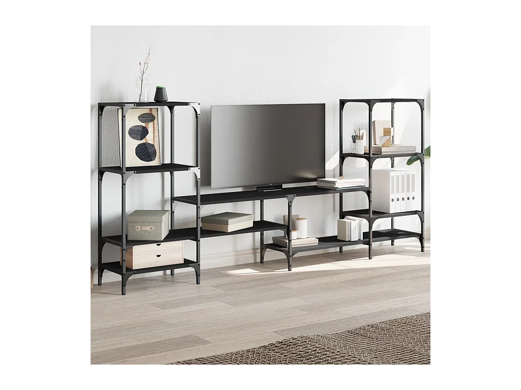 Meuble TV noir 206,5x28,5x95 Bois d'ingénierie