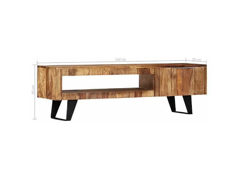 Meuble TV 1 porte sesham massif clair Softly