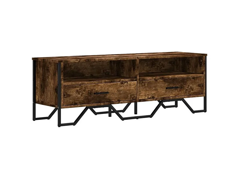 Meuble TV chêne fumé 122x34x41 bois d'ingénierie