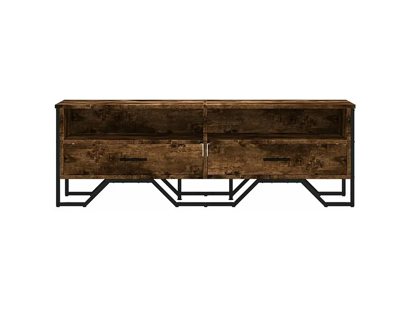 Meuble TV chêne fumé 122x34x41 bois d'ingénierie