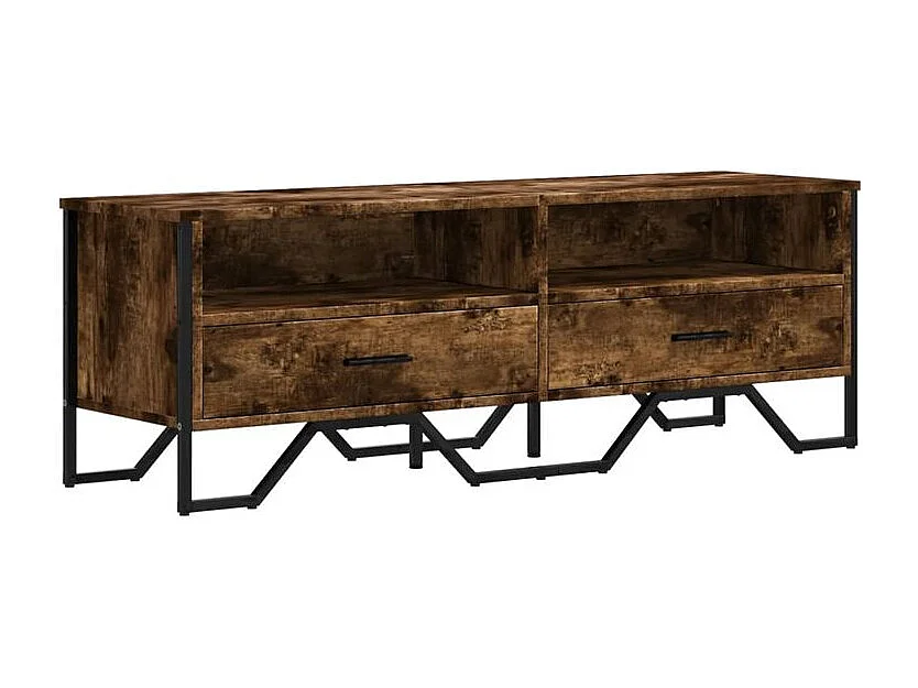 Meuble TV chêne fumé 122x34x41 bois d'ingénierie