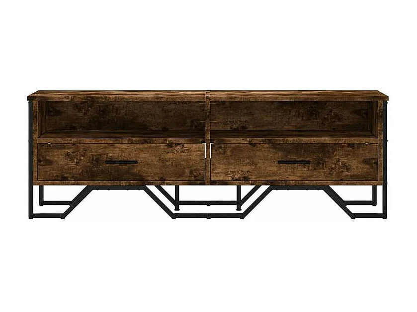 Meuble TV chêne fumé 122x34x41 bois d'ingénierie