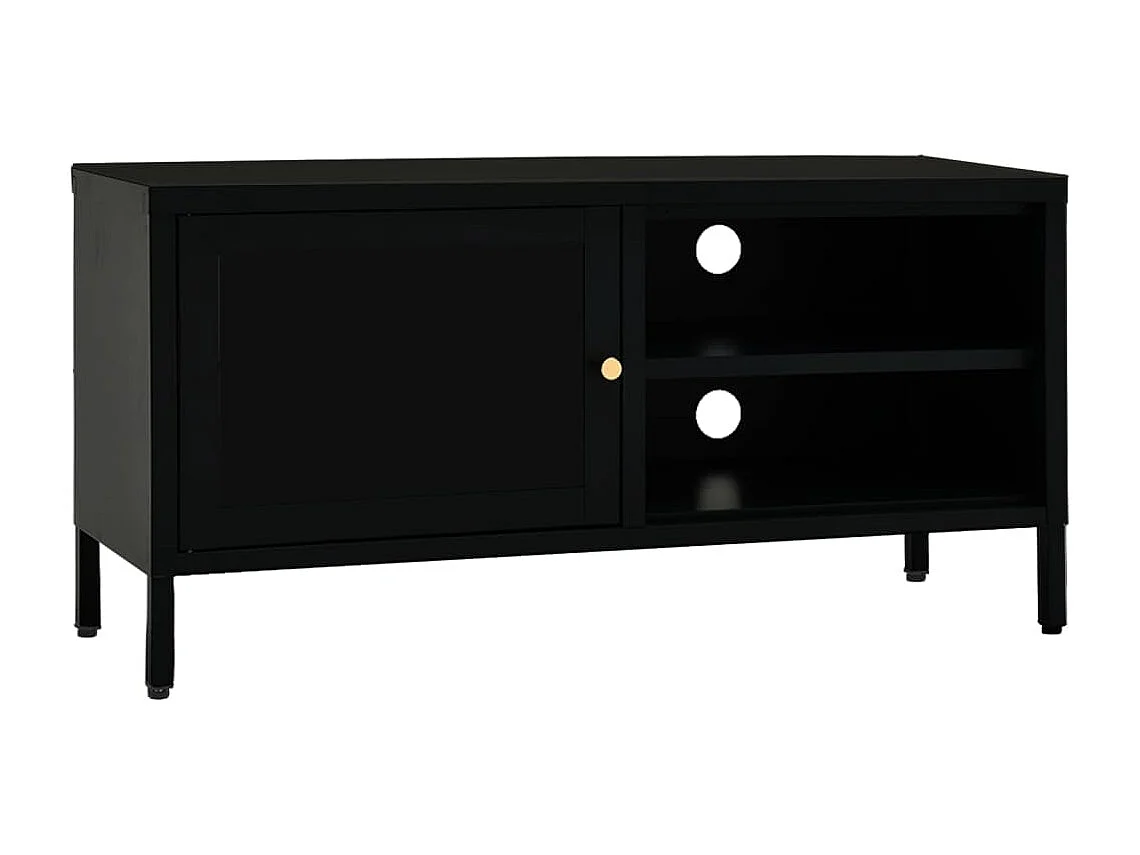 Meuble TV Noir 90x30x44 Acier et verre
