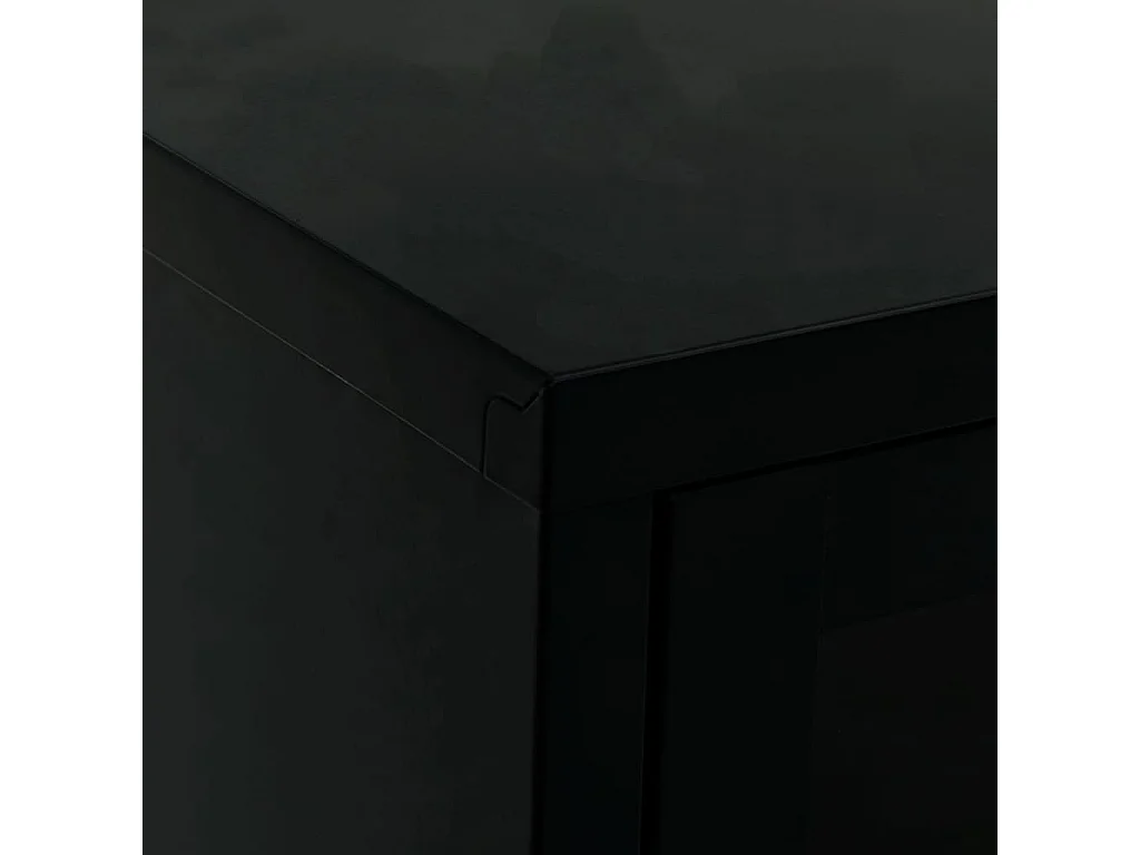 Meuble TV Noir 90x30x44 Acier et verre