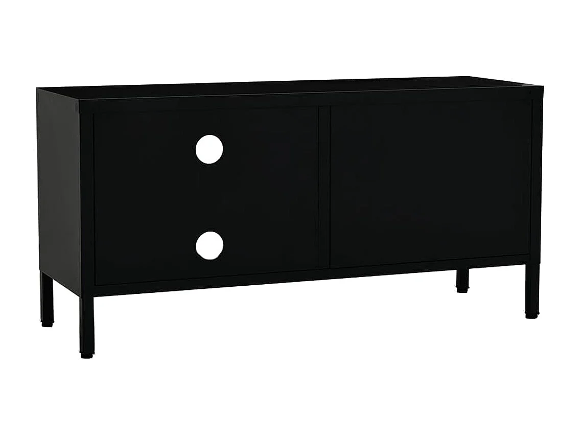 Meuble TV Noir 90x30x44 Acier et verre