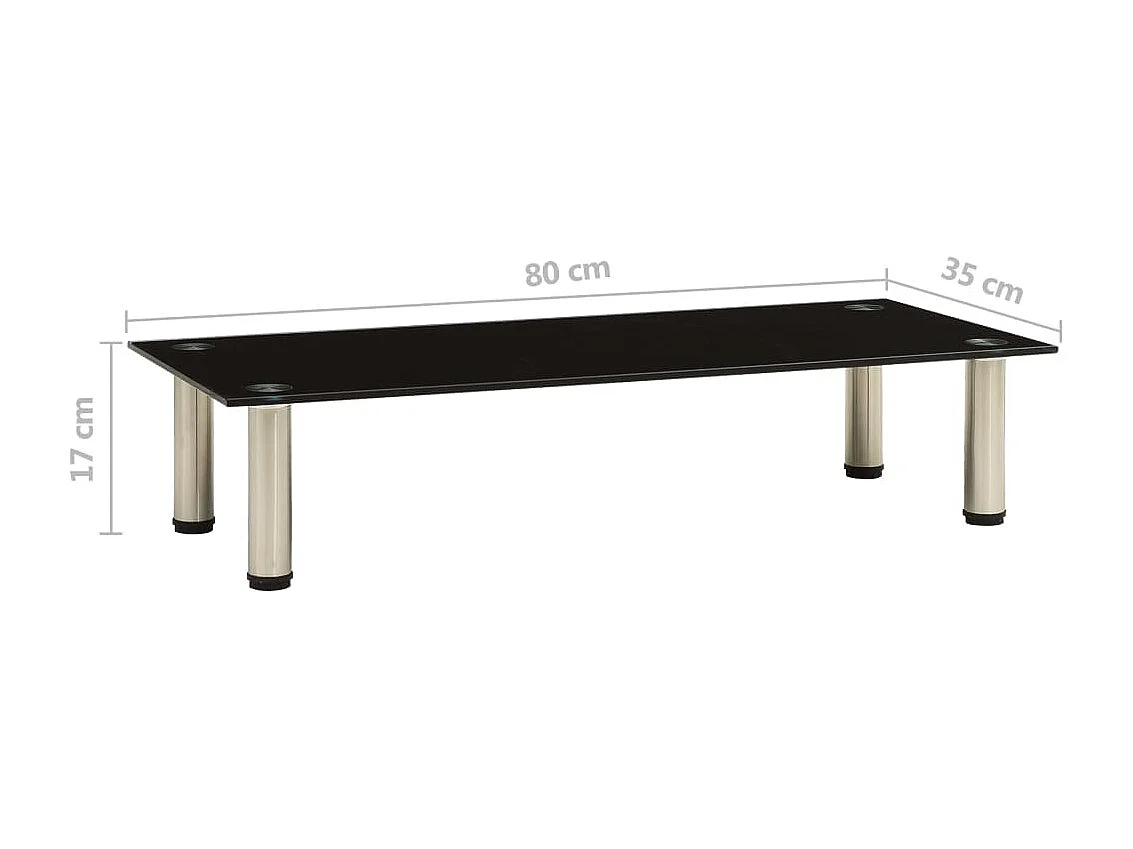 Meuble TV Noir 80x35x17 Verre trempé