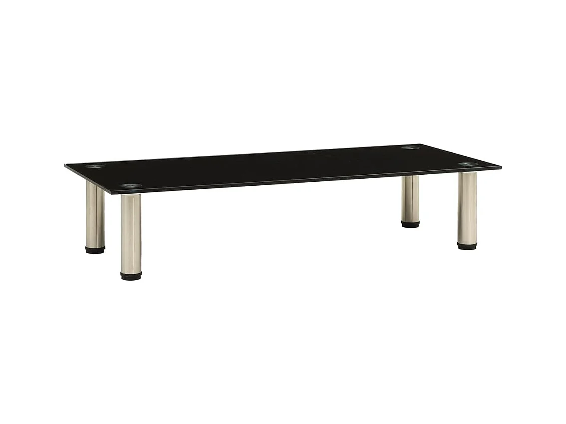 Meuble TV Noir 80x35x17 Verre trempé