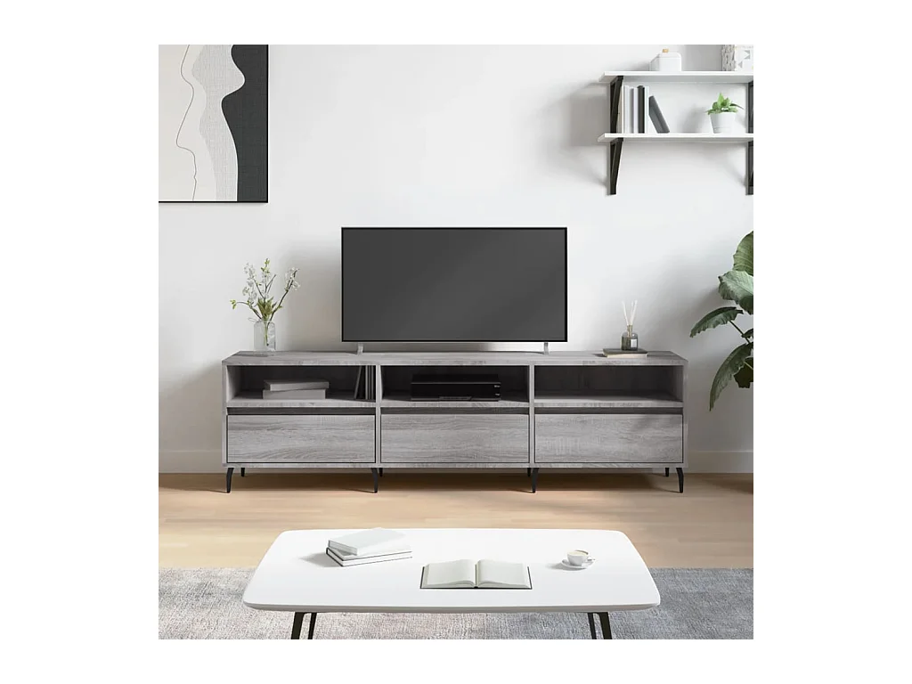 Meuble TV sonoma gris 150x30x44,5 bois d'ingénierie