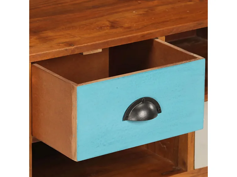 Meuble TV 3 tiroirs acacia massif foncé Séo