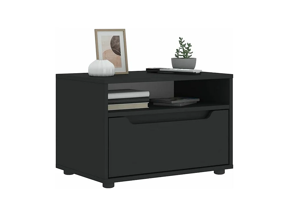 Meuble TV VISNES noir 60x40x38 bois d'ingénierie