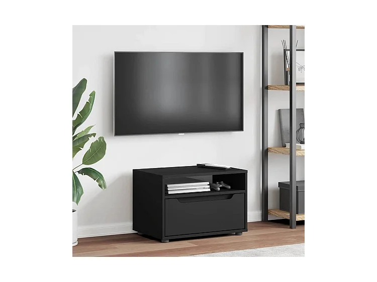 Meuble TV VISNES noir 60x40x38 bois d'ingénierie