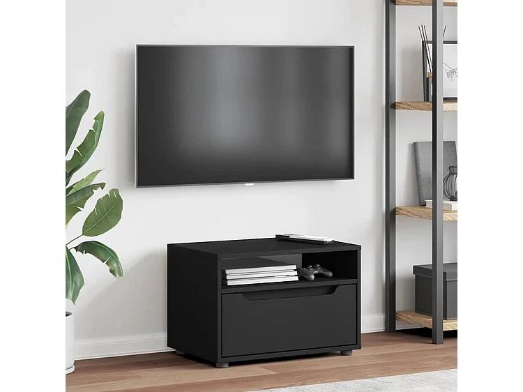 Meuble TV VISNES noir 60x40x38 bois d'ingénierie