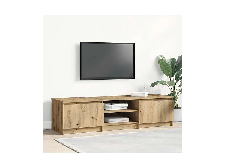 Meuble TV chêne artisanal 140x40x36 bois d'ingénierie