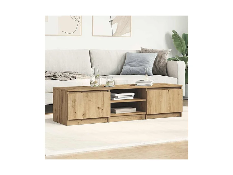 Meuble TV chêne artisanal 140x40x36 bois d'ingénierie