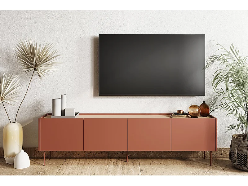 TV-meubel 4-deurs met metalen voet 220x60 cm