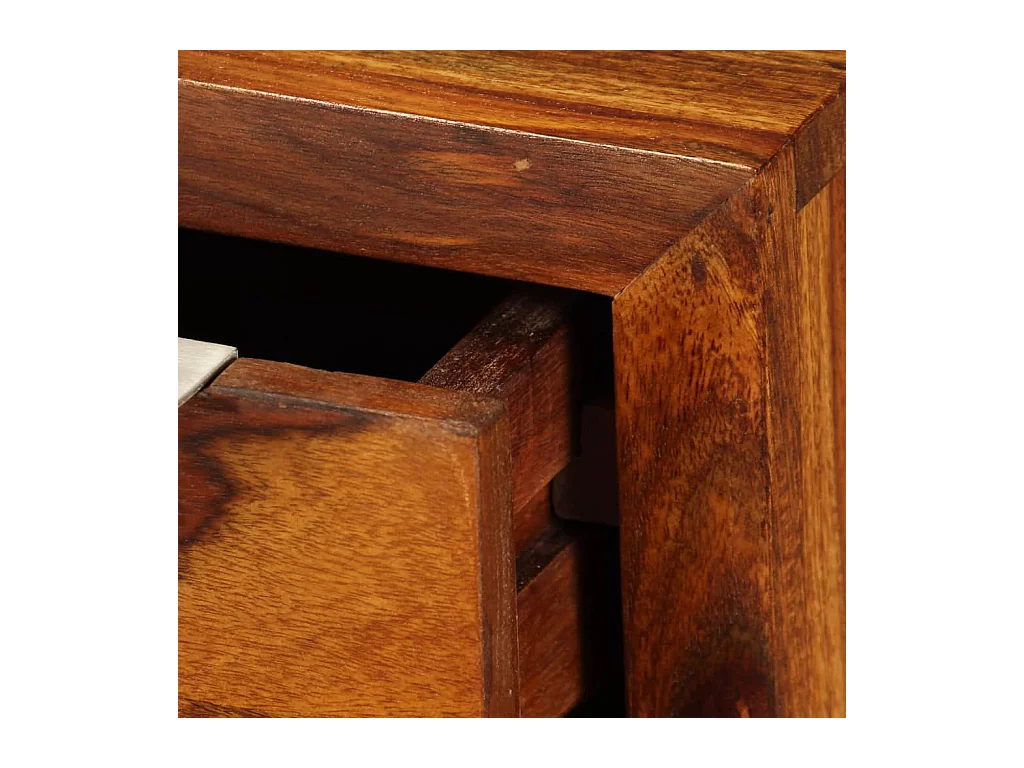 Meuble TV 1 porte 2 niche 2 tiroirs bois massif sesham Tropika 120cm