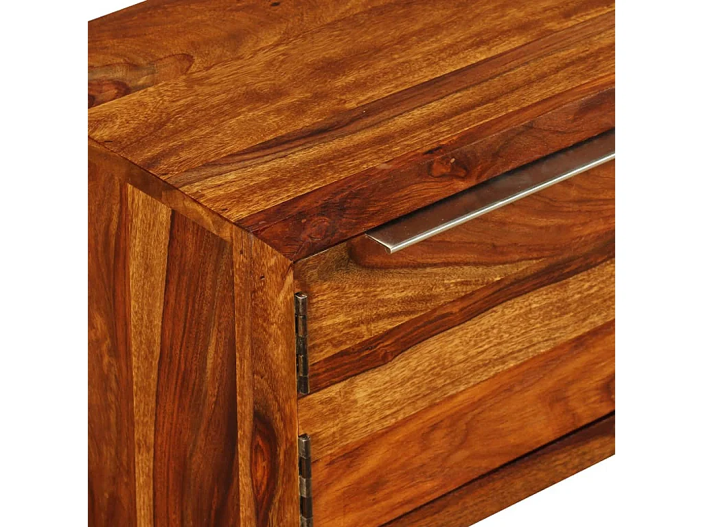 Meuble TV 1 porte 2 niche 2 tiroirs bois massif sesham Tropika 120cm