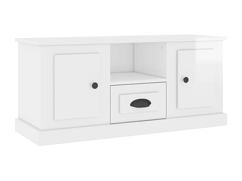 Meuble TV blanc brillant 100x35,5x45 bois d'ingénierie