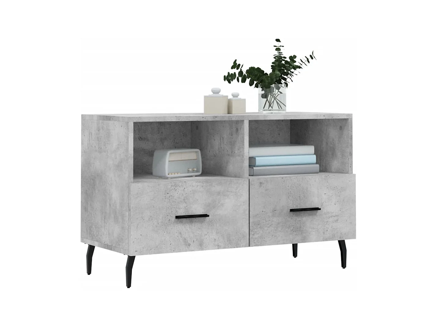 Meuble TV Gris béton 80x36x50 Bois d'ingénierie