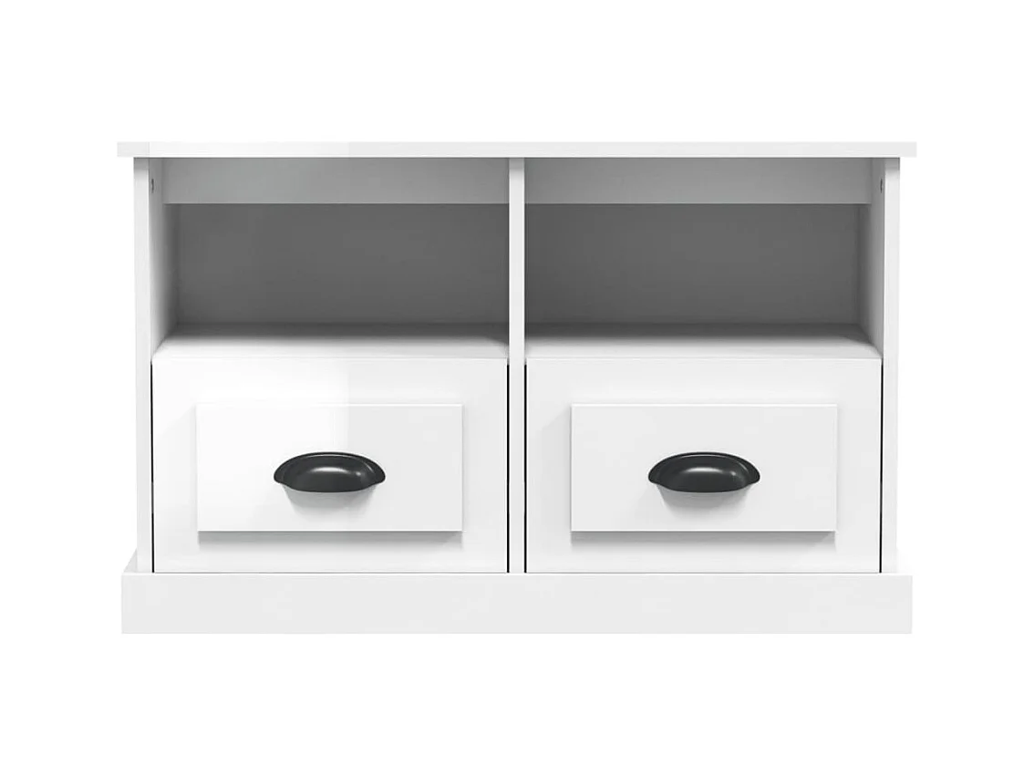 Meuble TV blanc brillant 80x35x50 bois d'ingénierie