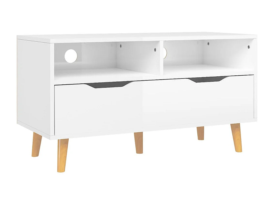 Meuble TV Blanc brillant 90x40x48,5 Scandy