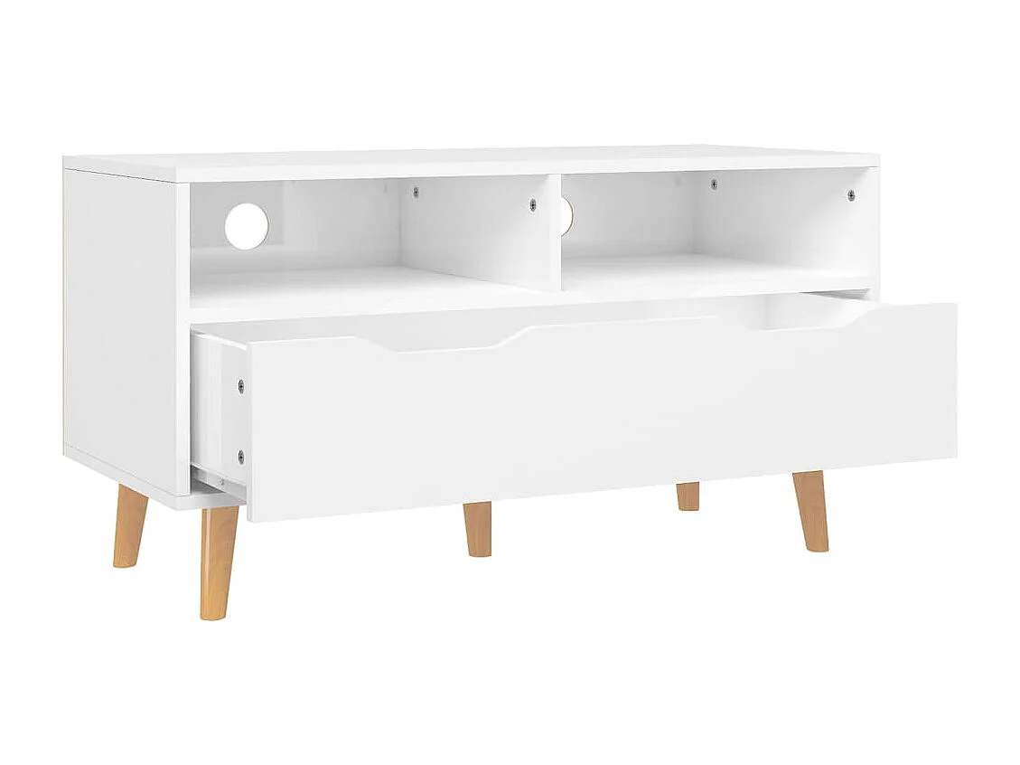 Meuble TV Blanc brillant 90x40x48,5 Scandy