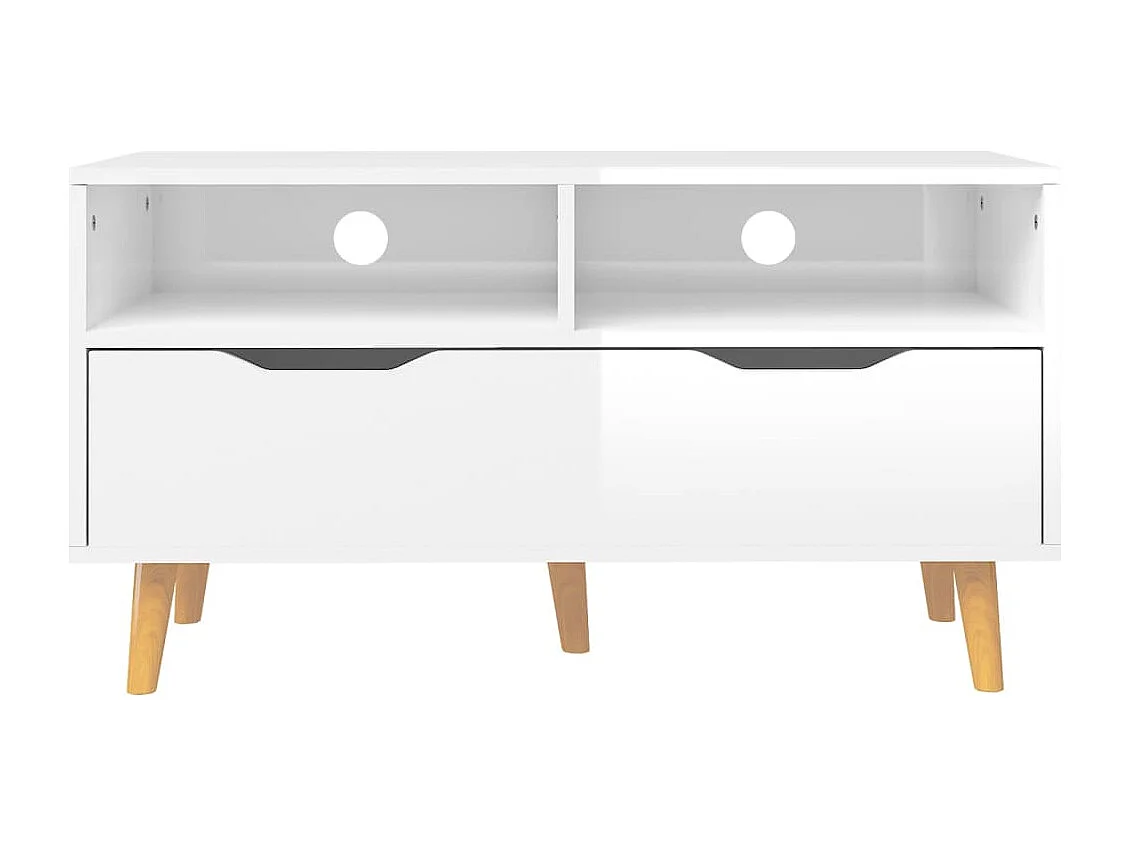 Meuble TV Blanc brillant 90x40x48,5 Scandy