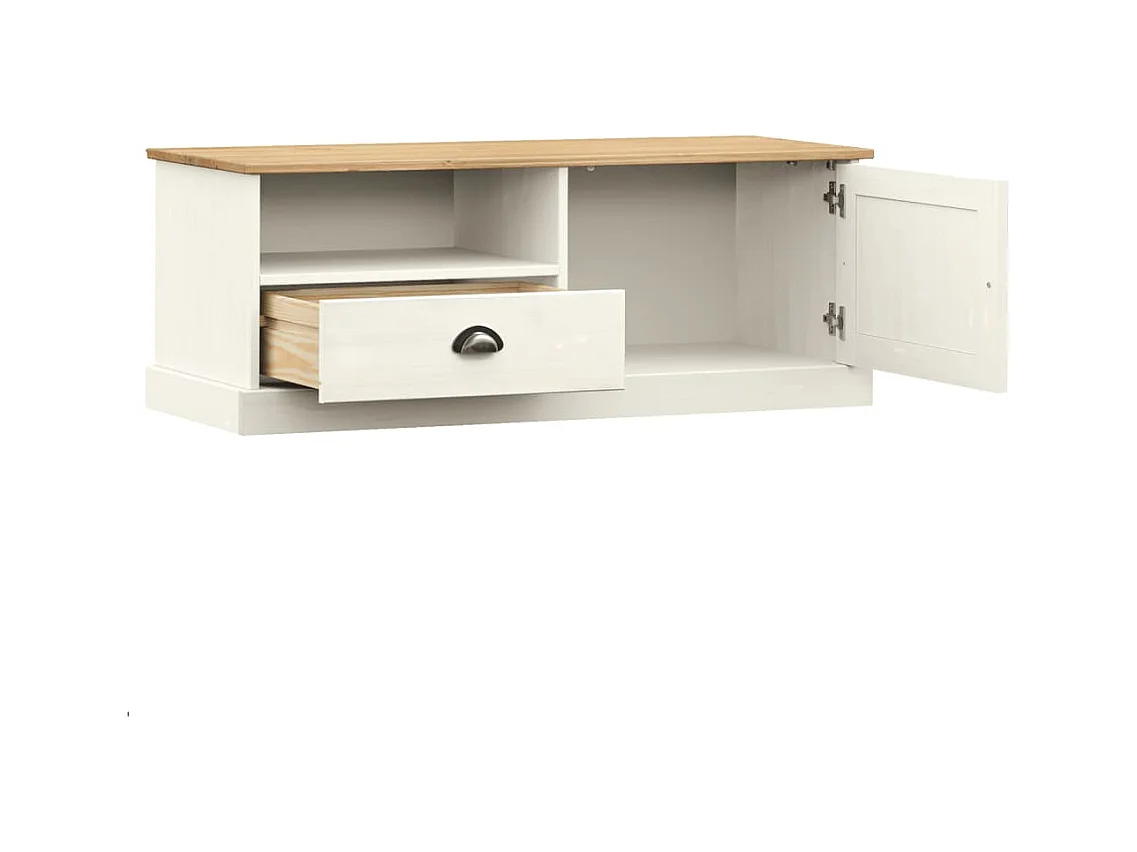 Meuble TV VIGO blanc 106x40x40 bois massif de pin