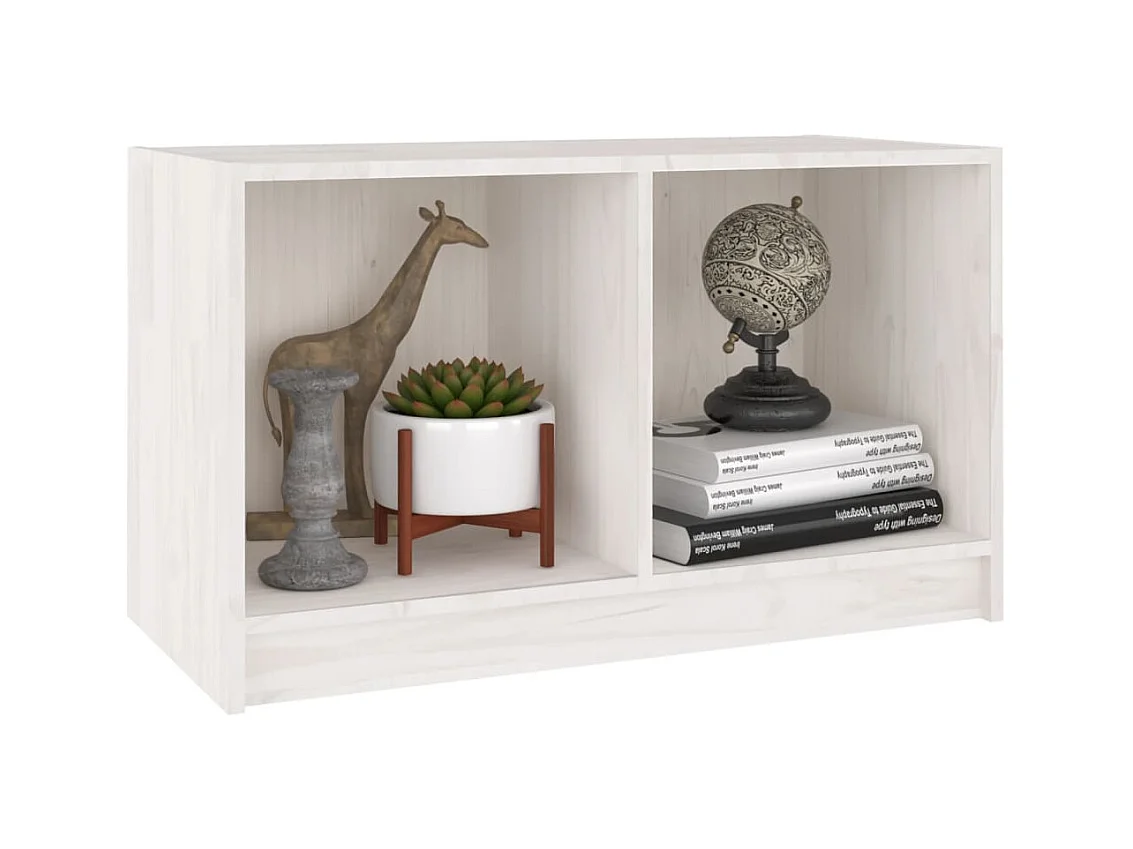 Meuble TV Blanc 70x33x42 Bois de pin massif