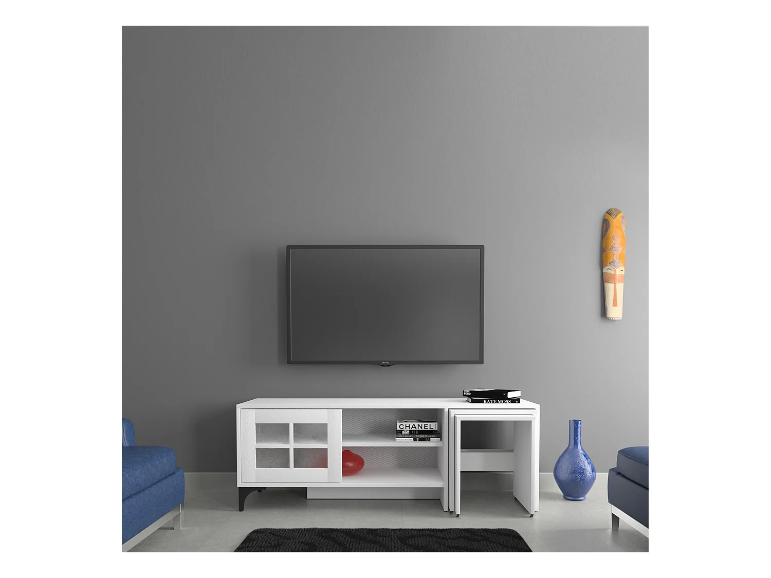 TV-meubel – 150 cm x 54 cm x 42 cm – Wit – Melamine gecoate spaanplaat