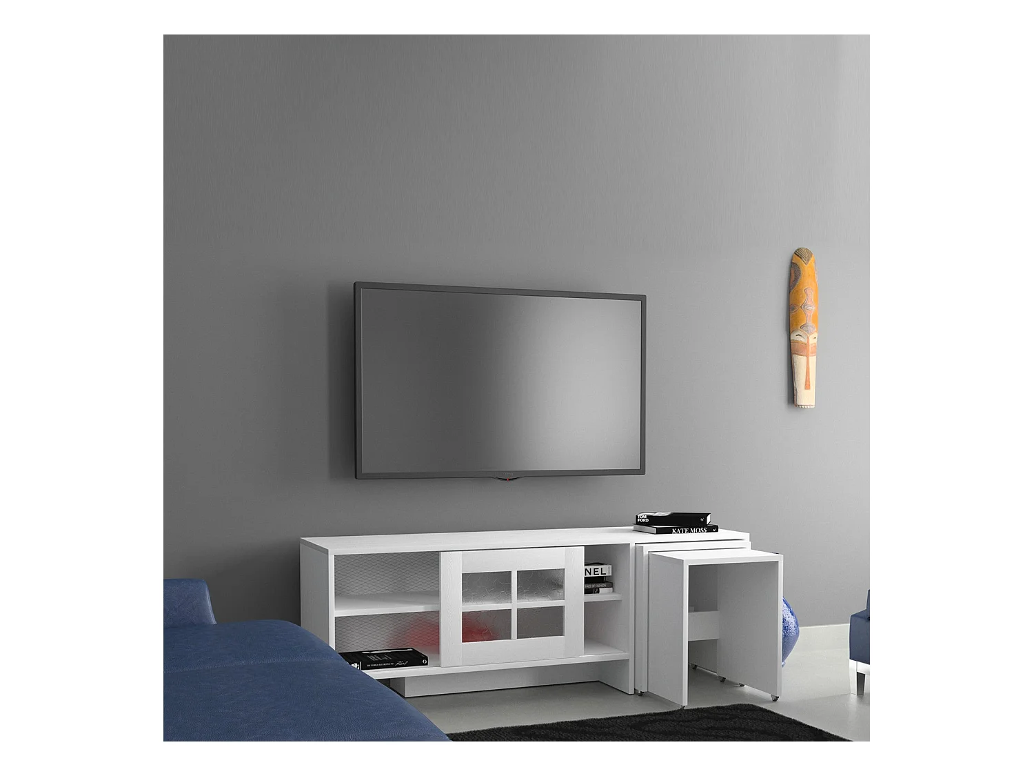 TV-meubel – 150 cm x 54 cm x 42 cm – Wit – Melamine gecoate spaanplaat