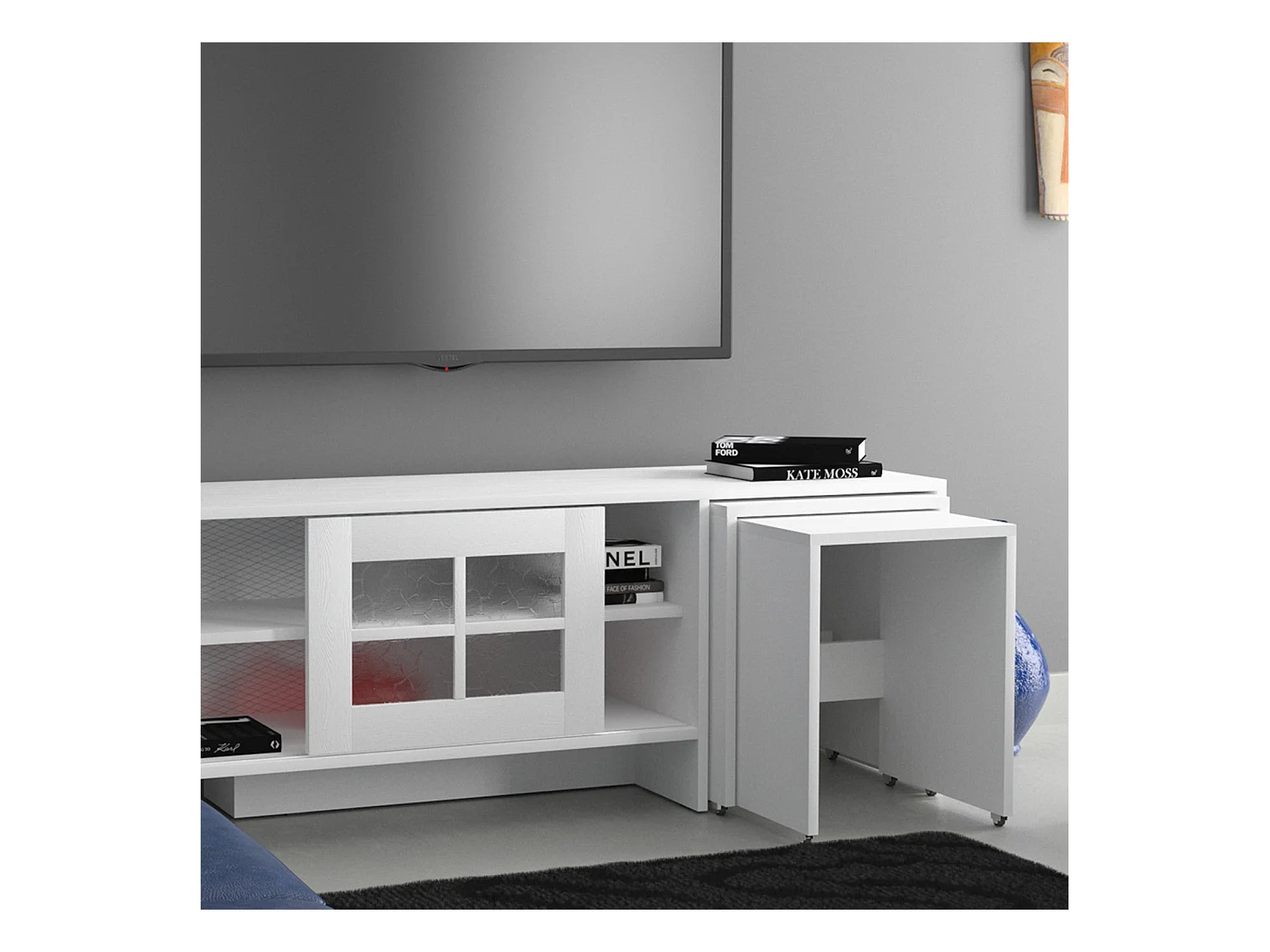 TV-meubel – 150 cm x 54 cm x 42 cm – Wit – Melamine gecoate spaanplaat