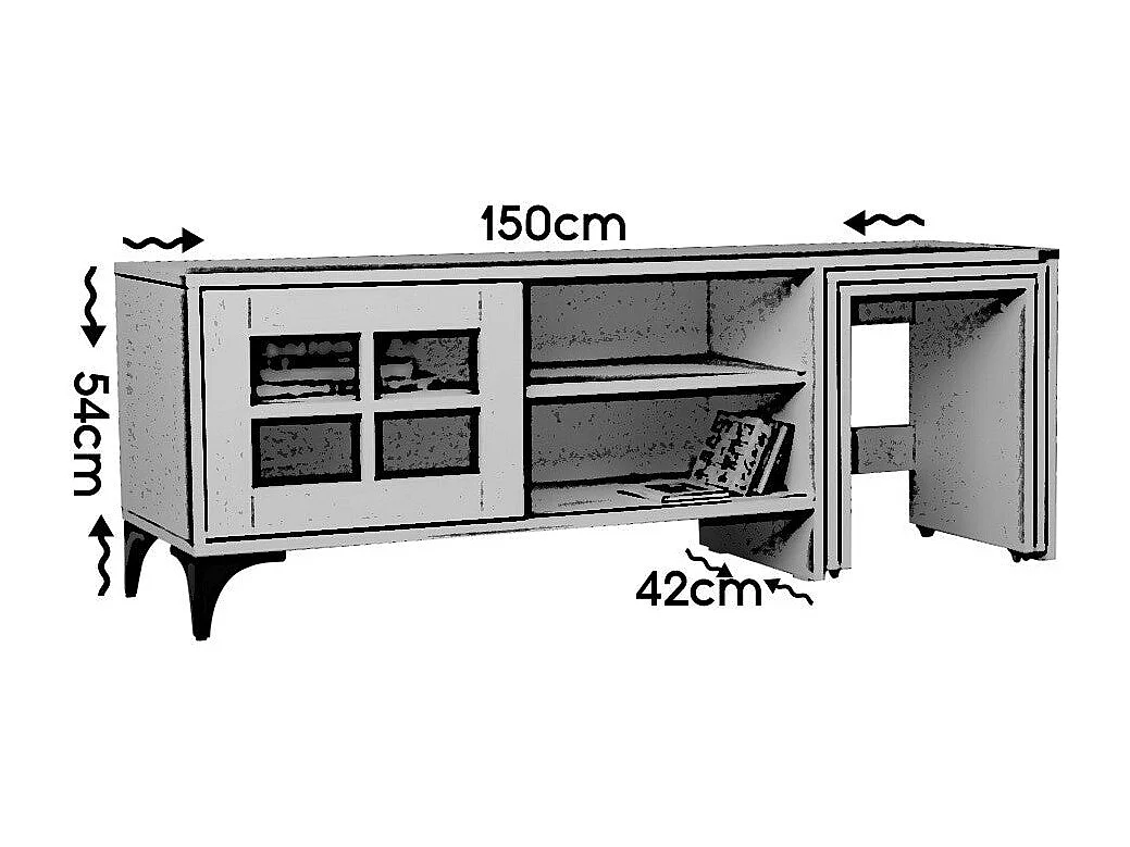 Meuble TV et 2 tables gigognes bois blanc Riko 150cm