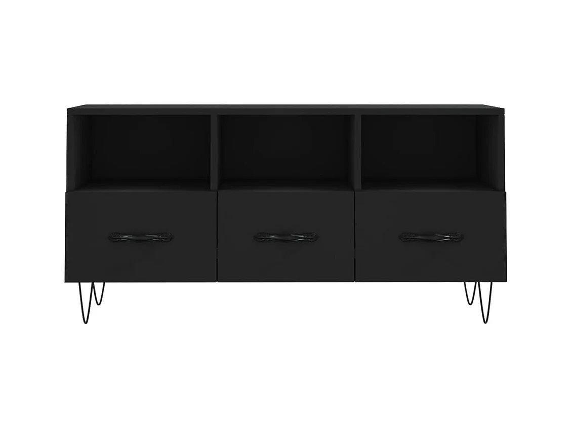 Meuble TV noir 102x36x50 bois d'ingénierie