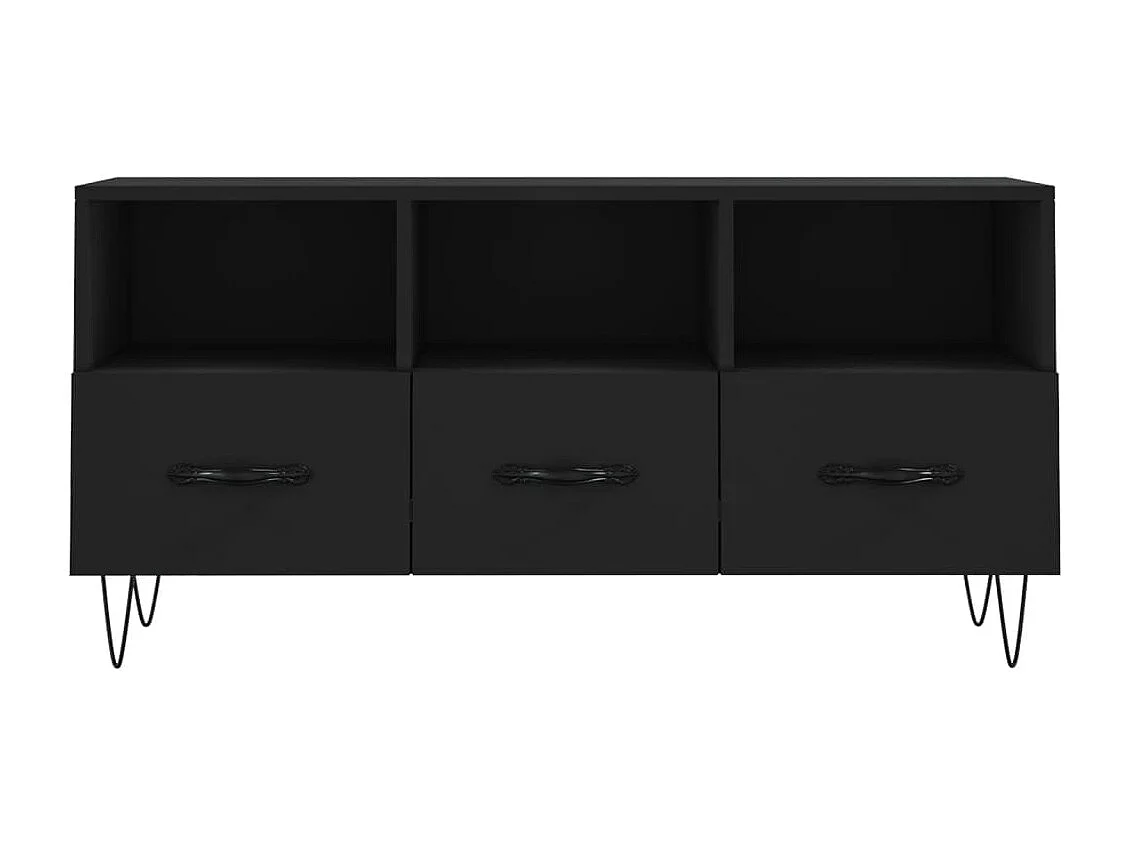 Meuble TV noir 102x36x50 bois d'ingénierie